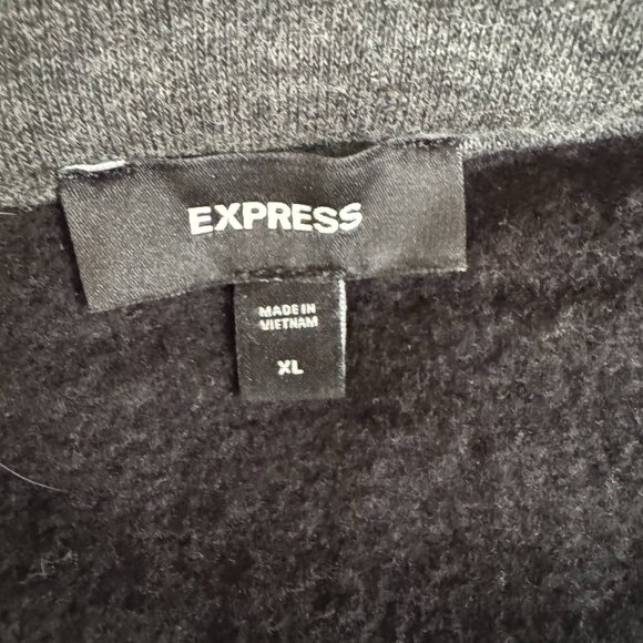 Express Black w/Gray Trim Button Close V-Neck Cardigan Jacket X-Large - Picture 13 of 13